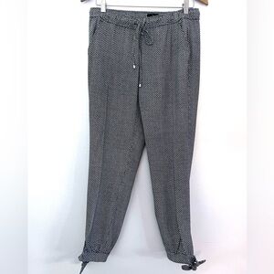 White House Black Market DrawString The Jogger Pant Black/White Bow Ankle Size 8